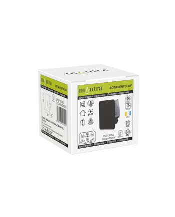 SOTAVENTO * BAÑADOR PARED LED 3W 3000K IP42 CUA. NEGRO